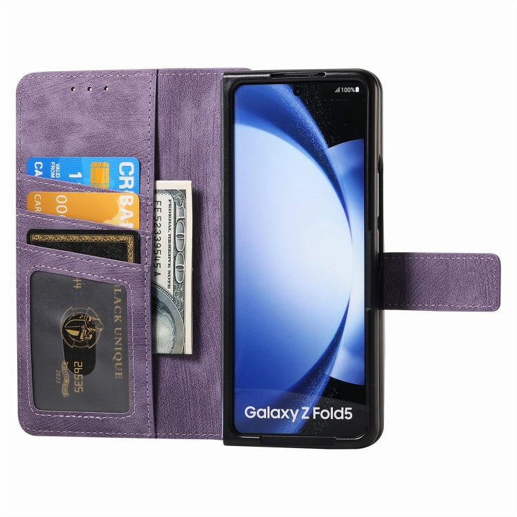 For Samsung Galaxy Z Fold5 5G Retro MagSafe Magnetic Zipper Wallet Leather Phone Case(Purple) - Galaxy Z Fold5 Cases by PMC Jewellery | Online Shopping South Africa | PMC Jewellery