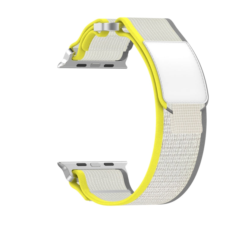 For Apple Watch Series 7 41mm Double Hook and Loop Faster Nylon Watch Band(Yellow + Beige) - free shipping - PMC TechLife - Order now!