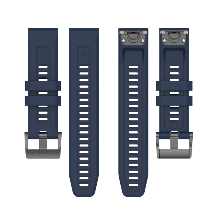 Compatible with Garmin Fenix 7 Solar / Sapphire Solar Solid Color Black Buckle Silicone Quick Release Watch Band(Dark Blue) - free shipping - PMC TechLife - Order now!