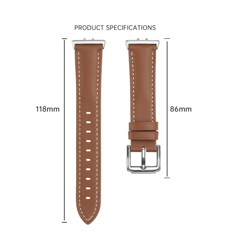 For Samsung Galaxy Watch Fit 3 Leather Sewing Thread Pin Buckle Watch Band(Black) - Watch Bands by PMC TechLife | Online Shopping South Africa | PMC TechLife