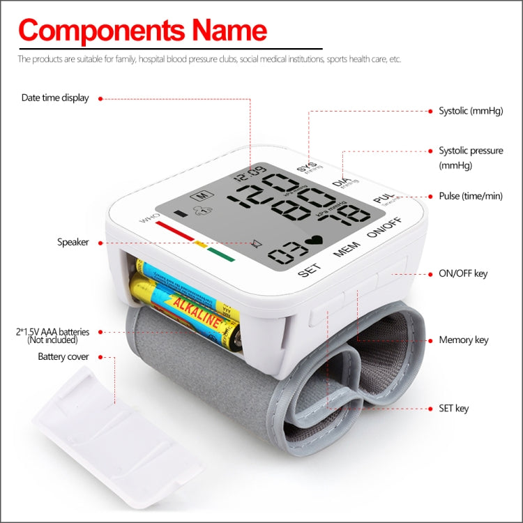 RZ204 Automatic Digital Wrist Cuff Blood Pressure Monitor Heart Beat LCD Digital Wrist Watch - Sphygmomanometer by PMC Jewellery | Online Shopping South Africa | PMC Jewellery