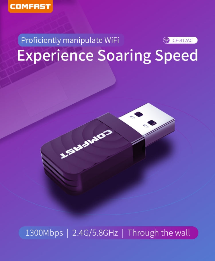 COMFAST CF-812AC 1300 Mbps Dual Band Mini USB WiFi Adapter - free shipping - PMC TechLife - Order now!