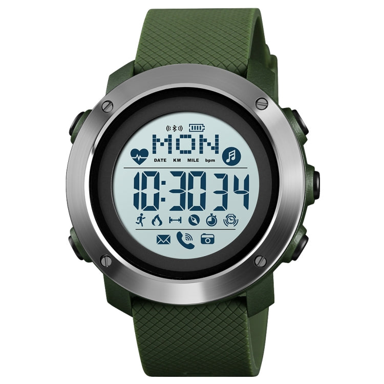 SKMEI 1511 Simple Bluetooth Men Smart Waterproof Compass Adult Smart Watch(Steel Shell Army Green) - Sport Watches by SKMEI | Online Shopping South Africa | PMC Jewellery | Buy Now Pay Later Mobicred