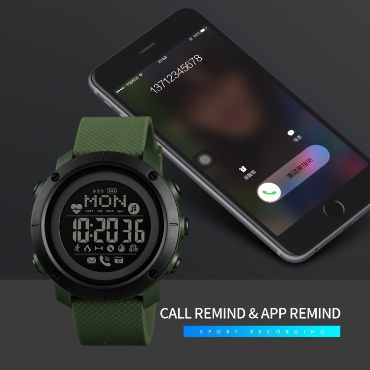 SKMEI 1511 Simple Bluetooth Men Smart Waterproof Compass Adult Smart Watch(Steel Shell Army Green) - Sport Watches by SKMEI | Online Shopping South Africa | PMC Jewellery | Buy Now Pay Later Mobicred