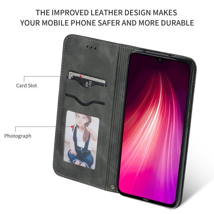 For Xiaomi Redmi Note 8 Retro Skin Feel Business Magnetic Horizontal Flip Leather Case(Grey) - Xiaomi Cases by PMC TechLife | Online Shopping South Africa | PMC TechLife