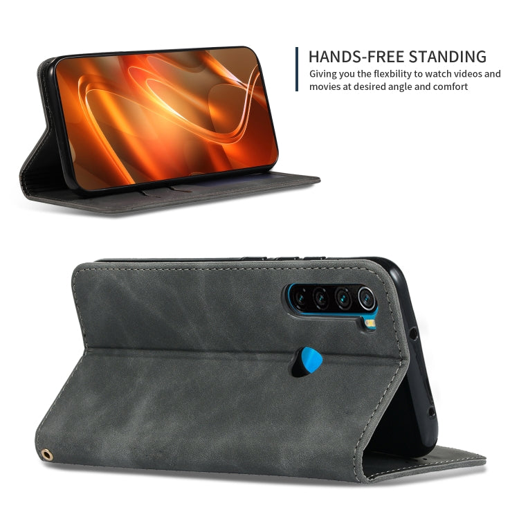For Xiaomi Redmi Note 8 Retro Skin Feel Business Magnetic Horizontal Flip Leather Case(Grey) - Xiaomi Cases by PMC TechLife | Online Shopping South Africa | PMC TechLife