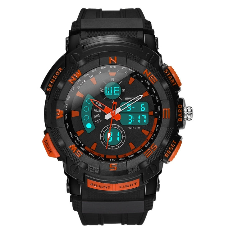 SANDA 775 Watch Male Electronic Watch Adult Middle School Students Youth Multi Functional Sports Water Proof Trend Double Watch(Orange) - Sport Watches by SANDA | Online Shopping South Africa | PMC Jewellery | Buy Now Pay Later Mobicred