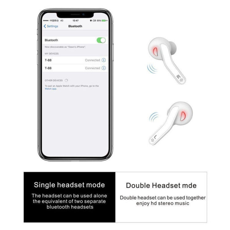T88 Mini Touch Control Hifi Wireless Bluetooth Earphones TWS Wireless Earbuds with Charger Box(White) - TWS Earphone by PMC Jewellery | Online Shopping South Africa | PMC Jewellery