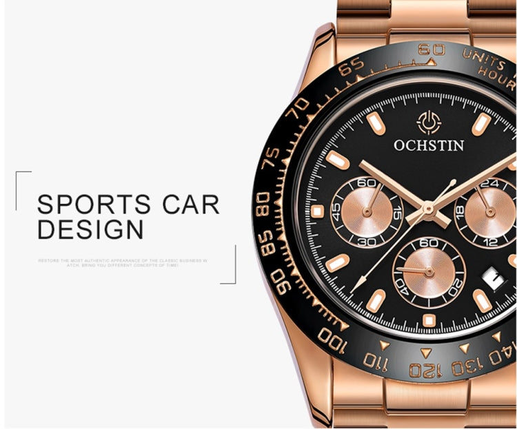 OCHSTIN Augusten 6103B Multi Function Quartz Watch Sports luminous Waterproof Watch Calendar Steel Band Men  Watch(Silvery) - Sport Watches by OCHSTIN | Online Shopping South Africa | PMC Jewellery | Buy Now Pay Later Mobicred