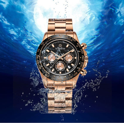 OCHSTIN Augusten 6103B Multi Function Quartz Watch Sports luminous Waterproof Watch Calendar Steel Band Men  Watch(Rose Gold) - Sport Watches by OCHSTIN | Online Shopping South Africa | PMC Jewellery | Buy Now Pay Later Mobicred