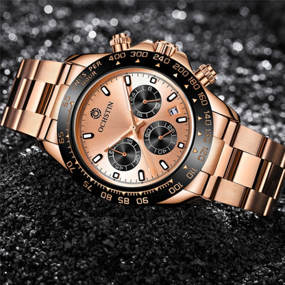 OCHSTIN Augusten 6103B Multi Function Quartz Watch Sports luminous Waterproof Watch Calendar Steel Band Men  Watch(Rose Gold) - Sport Watches by OCHSTIN | Online Shopping South Africa | PMC Jewellery | Buy Now Pay Later Mobicred