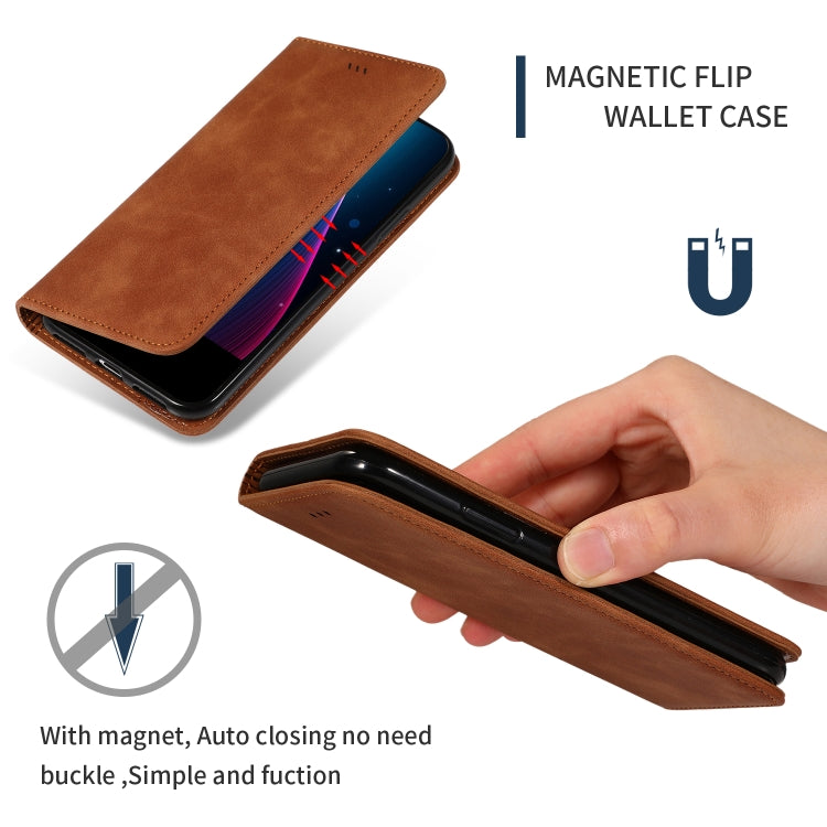 For Galaxy A51 Retro Skin Feel Business Magnetic Horizontal Flip Leather Case(Brown) - free shipping - PMC TechLife - Order now!