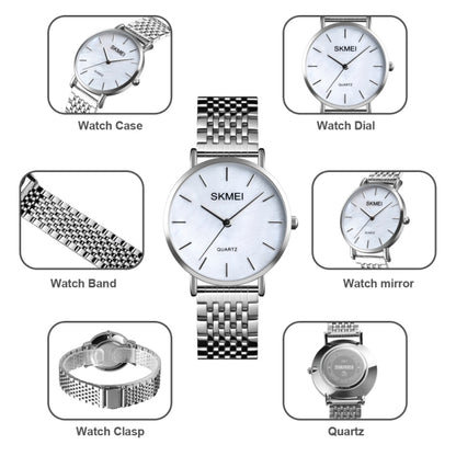 Skmei 1567 Light And Thin Leisure Simple 30m Waterproof Shell Dial Women Steel Band Quartz Watch(Silvery) - Alloy Watches by SKMEI | Online Shopping South Africa | PMC Jewellery | Buy Now Pay Later Mobicred