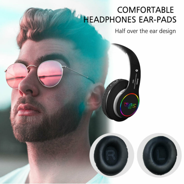 VJ033 Multi-function Upgrade Bluetooth 5.0 Headset Stereo Wireless LED Microphone FM Radio Headset(Blue) - Headset & Headphone by PMC TechLife | Online Shopping South Africa | PMC TechLife