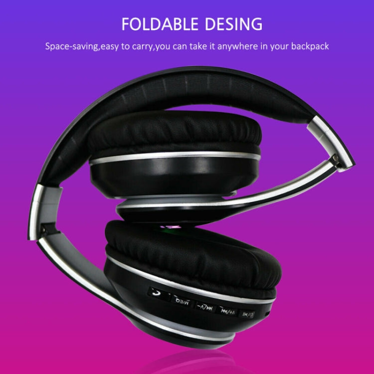 VJ033 Multi-function Upgrade Bluetooth 5.0 Headset Stereo Wireless LED Microphone FM Radio Headset(Gray) - Headset & Headphone by PMC TechLife | Online Shopping South Africa | PMC TechLife