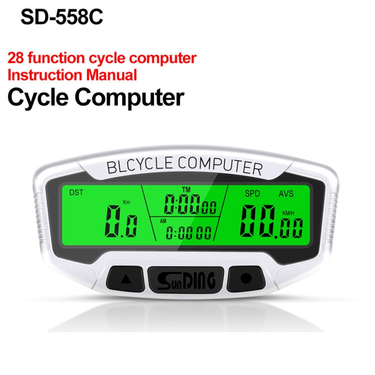 SUNDING SD-558C Bicycle Computer Wireless Digital LCD Backlight Road Speedometer Stopwatch Speedometer - Speedometers by SUNDING | Online Shopping South Africa | PMC TechLife | Buy Now Pay Later Mobicred