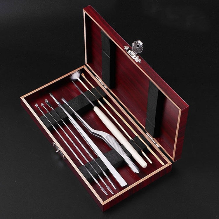 8-in-1 Wooden Box Ear Picking Tool Set - Ear Care Tools by PMC Jewellery | Online Shopping South Africa | PMC Jewellery