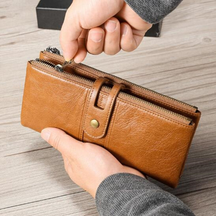 Ladies Genuine Leather Long Wallet Anti-theft Card Bag Multifunctional Clutch Bag(Brown) - free shipping - PMC TechLife - Order now!