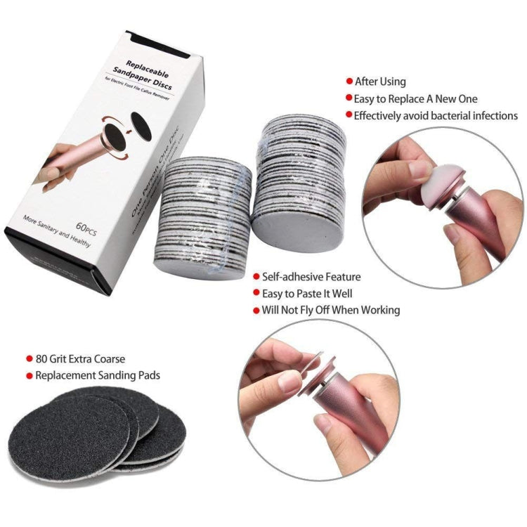 60 PCS Replacement Sandpaper Disk for Electric Foot Polisher, Specification:100 Mesh(Fine Sand) - free shipping - PMC TechLife - Order now!