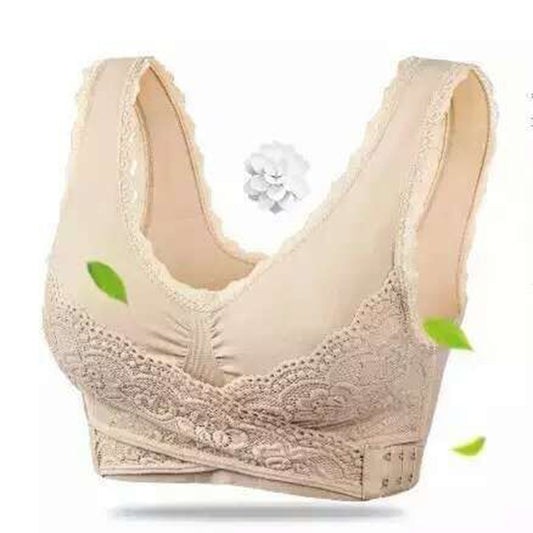 Front Cross Side Buckle Wireless Lace Bra Breathable Sport For Women, Size:XL(Skin Color) - Ladies Underwear by PMC Jewellery | Online Shopping South Africa | PMC Jewellery