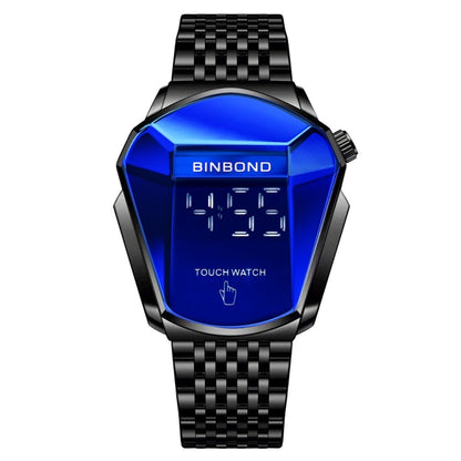 BINBOND Locomotive Concept Touch Screen Steel Belt Watch Men Live Black Technology Watch(Black Steel Blue) - Metal Strap Watches by BINBOND | Online Shopping South Africa | PMC Jewellery | Buy Now Pay Later Mobicred