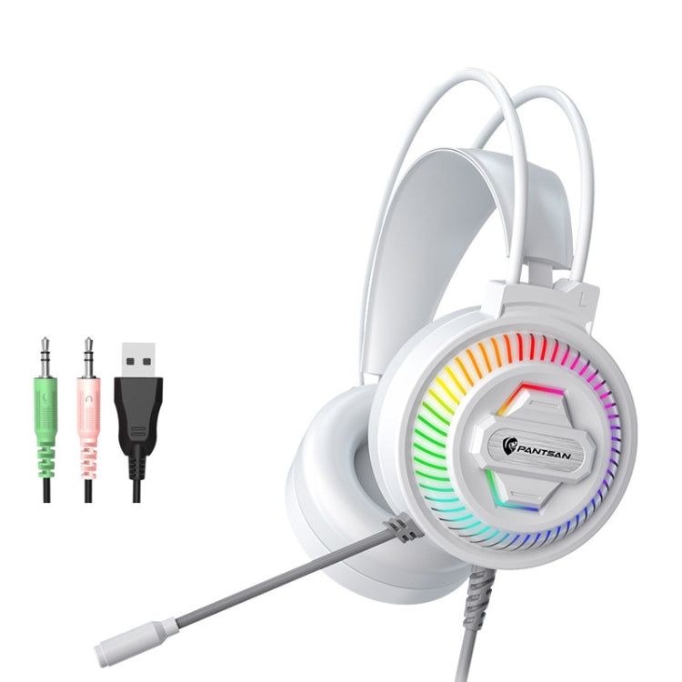 PANTSAN PSH-400 USB Computer Head-Mounted Luminous RGB Wired Headset, Specification:3.5mm White - Multimedia Headset by PANTSAN | Online Shopping South Africa | PMC Jewellery | Buy Now Pay Later Mobicred