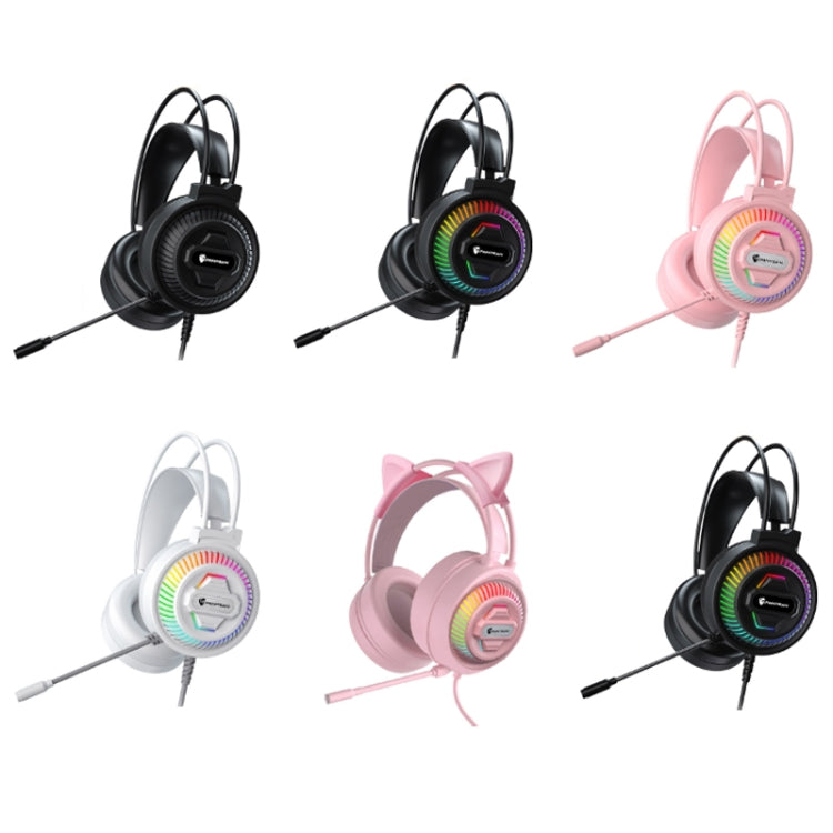 PANTSAN PSH-400 USB Computer Head-Mounted Luminous RGB Wired Headset, Specification:3.5mm Pink+Cat Ear - Multimedia Headset by PANTSAN | Online Shopping South Africa | PMC TechLife | Buy Now Pay Later Mobicred