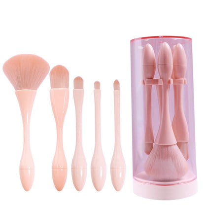 Mini Makeup Brush Set Portable Tool Beauty Makeup Brush Small Waist Brush, Style:Mini Skin Tone 5 Sticks + Stand - Makeup Brushes by PMC Jewellery | Online Shopping South Africa | PMC Jewellery