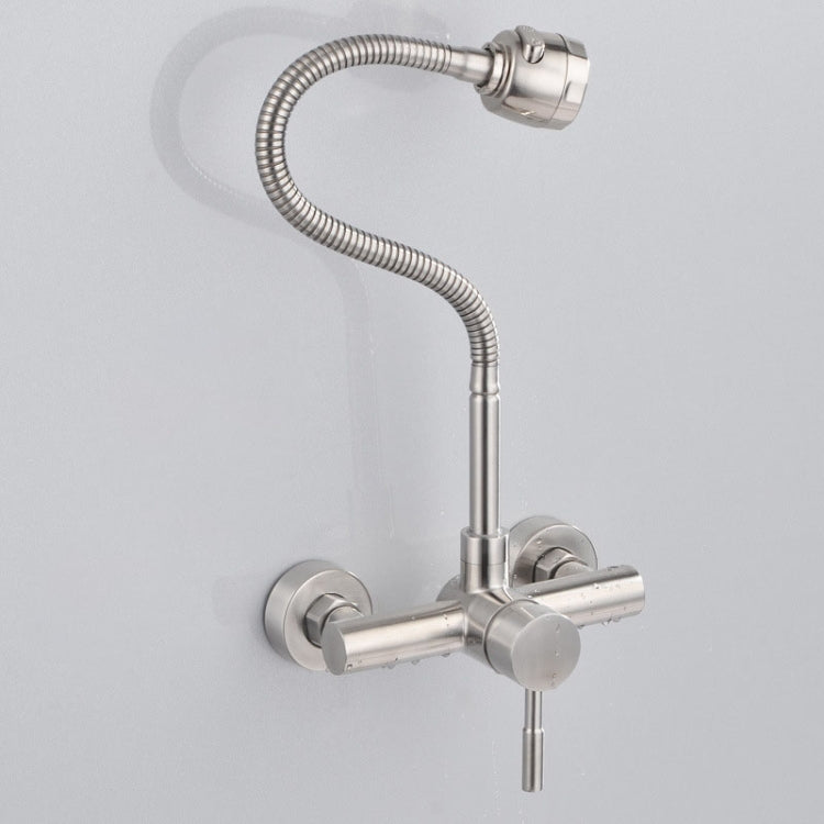 Stainless Steel Material Wall Mounted Kitchen Sink Mixer Faucet Free Rotation Hose Water Tap - Faucets & Accessories by PMC Jewellery | Online Shopping South Africa | PMC Jewellery