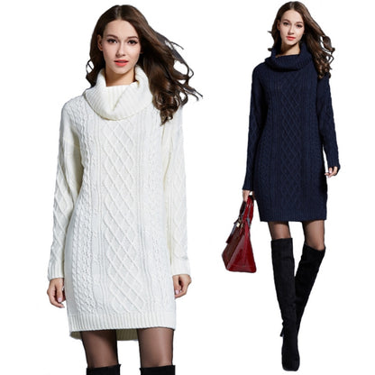 Autumn And Winter Knitwear Dresses Long Turtleneck Sweater For Women, Size: XXXL(White) - Sweater by PMC Jewellery | Online Shopping South Africa | PMC Jewellery