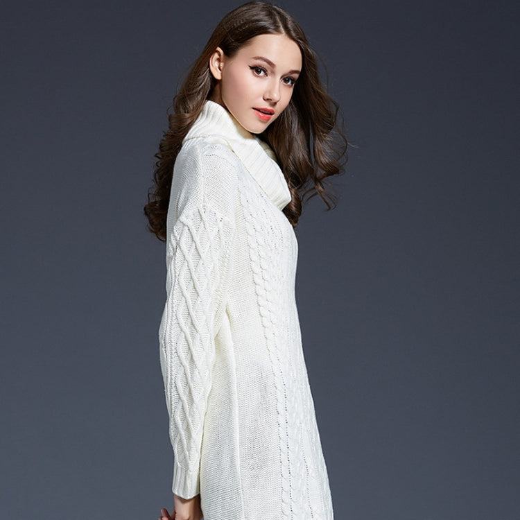 Autumn And Winter Knitwear Dresses Long Turtleneck Sweater For Women, Size: XXXL(White) - Sweater by PMC Jewellery | Online Shopping South Africa | PMC Jewellery