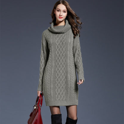 Autumn And Winter Knitwear Dresses Long Turtleneck Sweater For Women, Size: L(Grey) - Sweater by PMC Jewellery | Online Shopping South Africa | PMC Jewellery