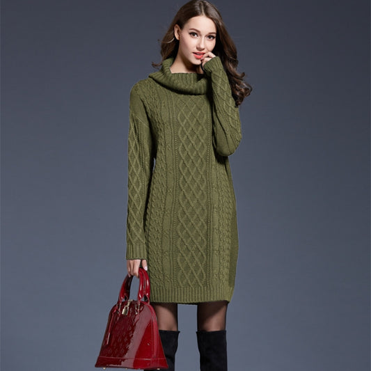 Autumn And Winter Knitwear Dresses Long Turtleneck Sweater For Women, Size: XL(Army Green) - Sweater by PMC Jewellery | Online Shopping South Africa | PMC Jewellery