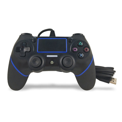 For PS4 Handle Wired Handle Cable Game Controller(Black Blue) - Gamepads by PMC Jewellery | Online Shopping South Africa | PMC Jewellery