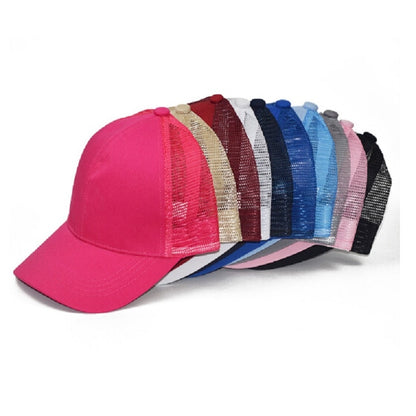 Summer Cotton Mesh Opening Ponytail Hat Sunscreen Baseball Cap, Specification:No Mark(Royal Blue) - Peaked Cap by PMC Jewellery | Online Shopping South Africa | PMC Jewellery