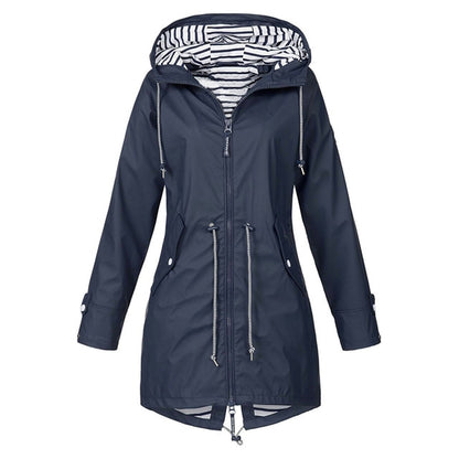 Women Waterproof Rain Jacket Hooded Raincoat, Size:L(Navy Blue) - Hoodie by PMC Jewellery | Online Shopping South Africa | PMC Jewellery