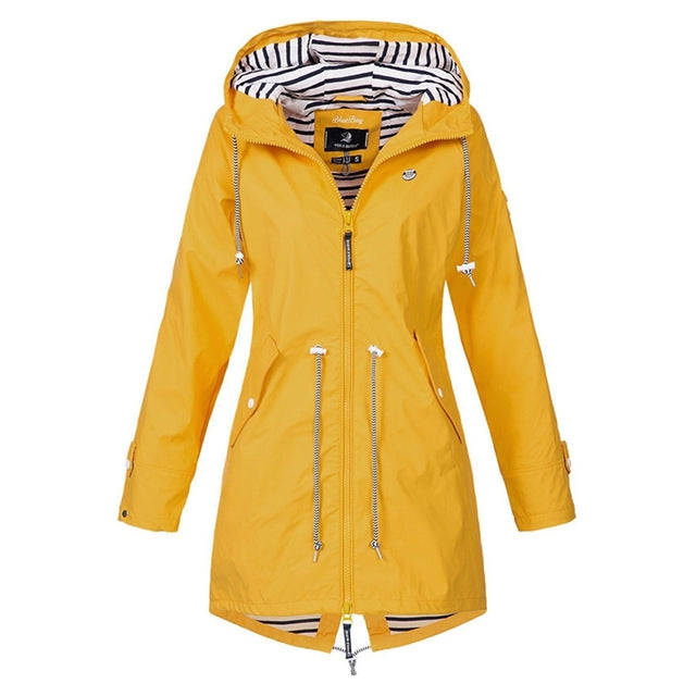 Women Waterproof Rain Jacket Hooded Raincoat, Size:XXL(Yellow) - Hoodie by PMC Jewellery | Online Shopping South Africa | PMC Jewellery