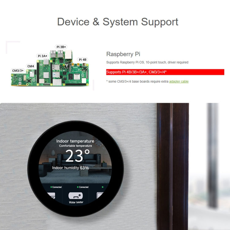 Waveshare 3.4 inch DSI Round Touch Display, 800 × 800, IPS, 10-Point Touch - free shipping - PMC TechLife - Order now!