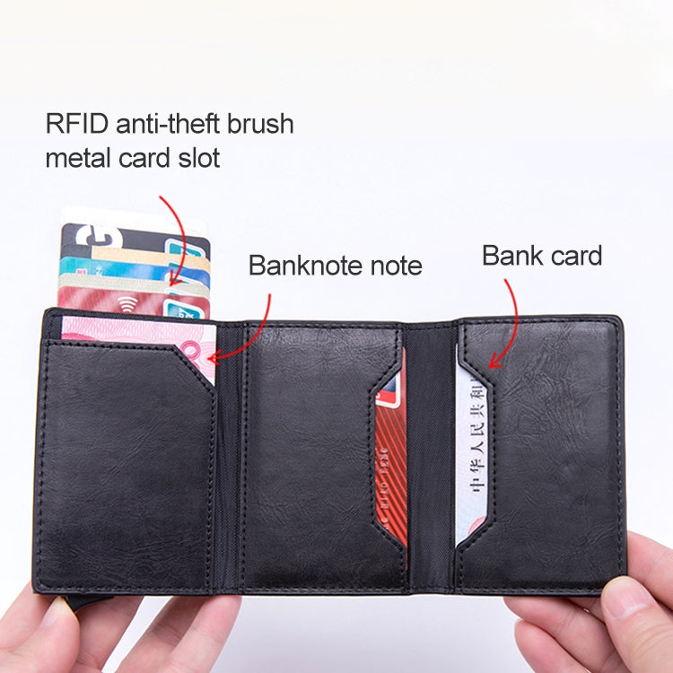 Magnetic RFID Bag Multifunctional Aluminum Automatic Pop-up Credit Card Package(Blue) - free shipping - PMC TechLife - Order now!