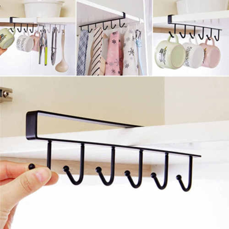 2 PCS Hooks Storage Rack Cup Towel Hanging Holder Bathroom Kitchen Cabinet Organizer(Black) - Shelf & Hooks by PMC Jewellery | Online Shopping South Africa | PMC Jewellery | Buy Now Pay Later Mobicred