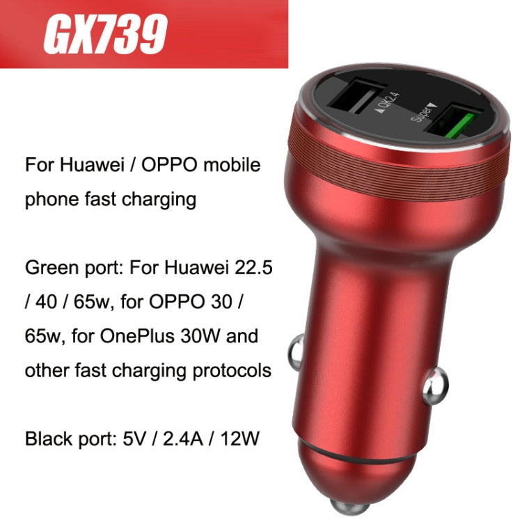 QIAKEY GX739 Dual USB Fast Charge Car Charger(Red) - Car Charger by QIAKEY | Online Shopping South Africa | PMC Jewellery