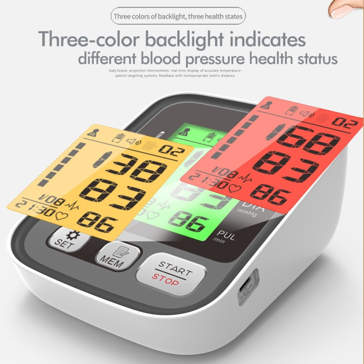 JZ-256A Tri-Color Backlight Automatic Upper Arm Sphygmomanometer Home Electronic Sphygmomanometer, Size:22-32cm(No Voice Broadcast) - Sphygmomanometer by PMC TechLife | Online Shopping South Africa | PMC TechLife