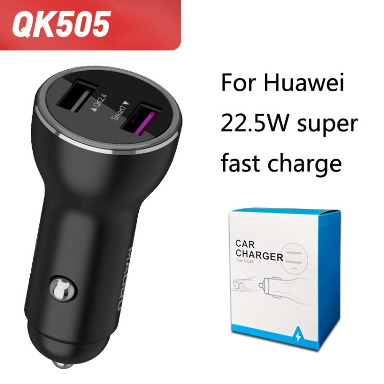 QIAKEY QK505 Dual Ports Fast Charge Car Charger(Black) - Car Charger by QIAKEY | Online Shopping South Africa | PMC Jewellery