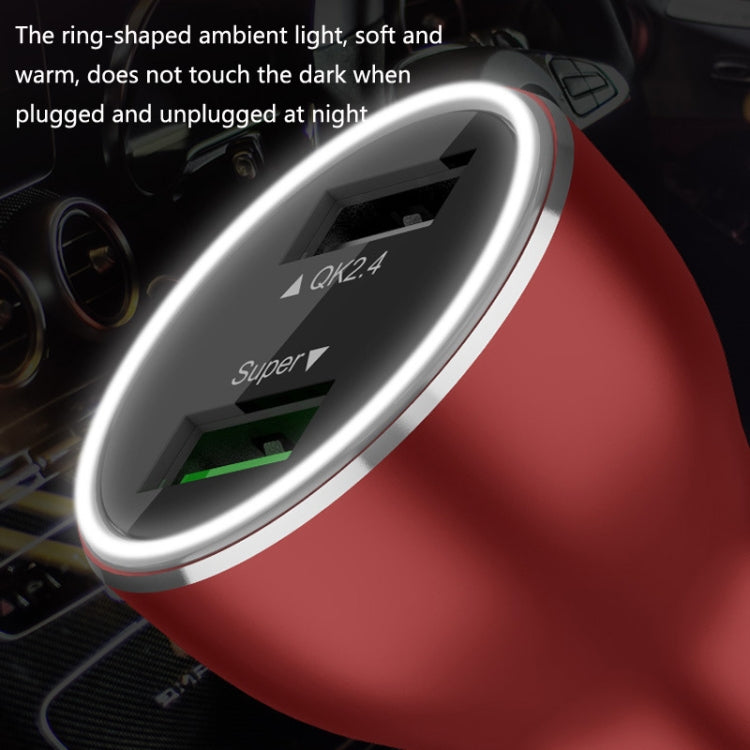 QIAKEY QK505 Dual Ports Fast Charge Car Charger(Red) - Car Charger by QIAKEY | Online Shopping South Africa | PMC Jewellery