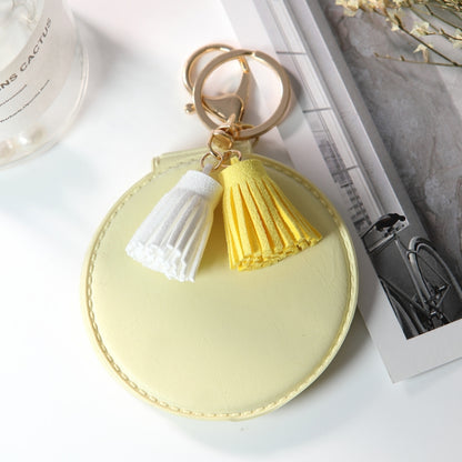 PU Leather Double Sided Girls Portable Folding Mirror Tassel Mini Makeup Mirror(Yellow) - Mirror by PMC Jewellery | Online Shopping South Africa | PMC Jewellery