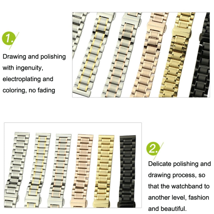 20mm Steel Bracelet Butterfly Buckle Five Beads Unisex Stainless Steel Solid Watch Strap, Color:Silver - 20mm Bands by PMC TechLife | Online Shopping South Africa | PMC TechLife