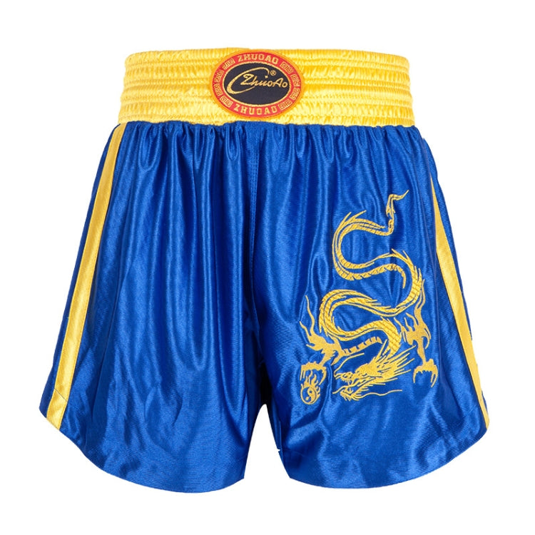 ZhuoAo Muay Thai/Boxing/Sanshou/Fighting Shorts for Men and Women, Size:S(Embroidered Dragon Blue) - Sportswear by ZhuoAo | Online Shopping South Africa | PMC Jewellery | Buy Now Pay Later Mobicred