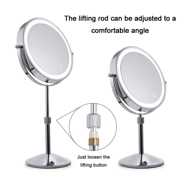 Desktop Double-SidedRound LED Luminous Makeup Mirror Liftable Magnifying Mirror, Specification:Plane + 3 Times Magnification(8-inch Battery Model) - Mirror by PMC Jewellery | Online Shopping South Africa | PMC Jewellery