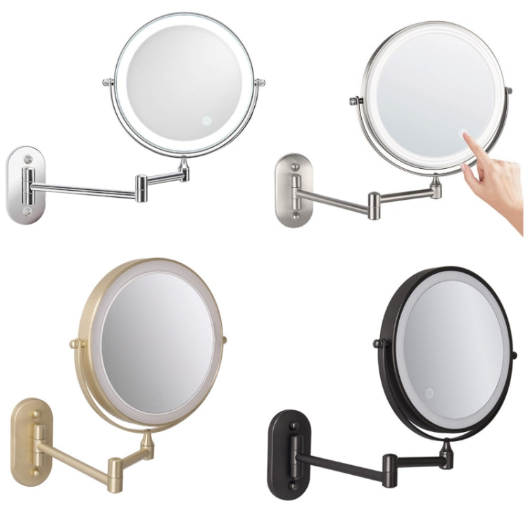 8 Inch Wall-Mounted Double-Sided Makeup Mirror LED Three-Tone Light Bathroom Mirror, Colour:Battery Models Silver(Seven Times Magnification) - Mirror by PMC Jewellery | Online Shopping South Africa | PMC Jewellery