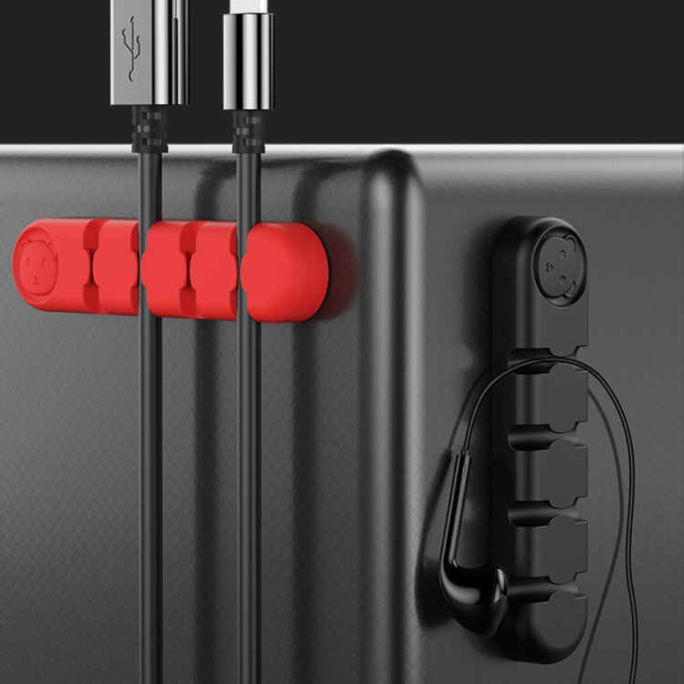 5 PCS 4 Holes Bear Silicone Desktop Data Cable Organizing And Fixing Device(Lemon Yellow) - Cable Organizer by PMC TechLife | Online Shopping South Africa | PMC TechLife